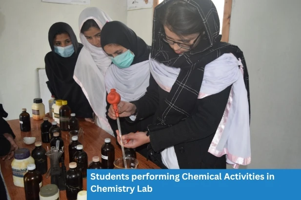 Students performing chemistry-lab activities